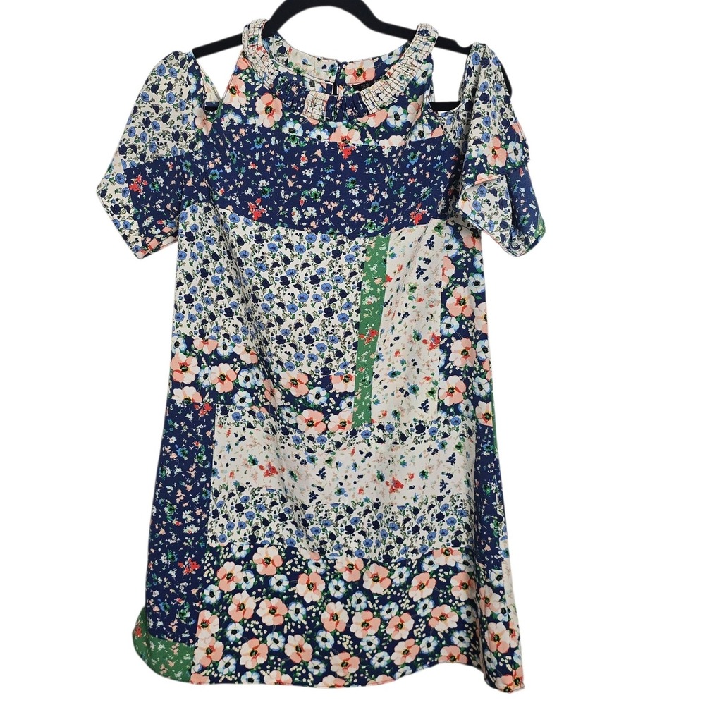 Zara Floral Patchwork‎ Cold Shoulder Mini XS Cottagecore Boho Garden Party
